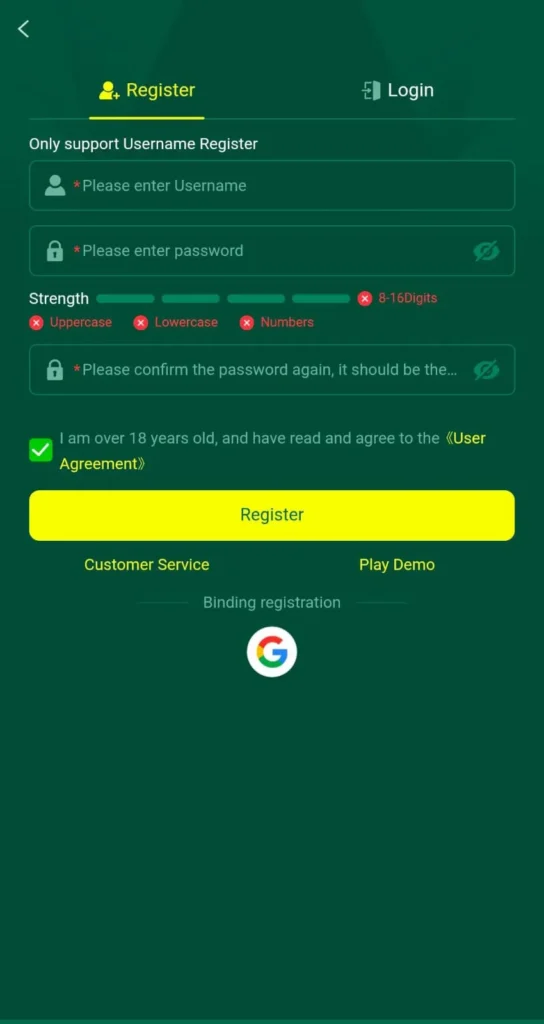 Register in Golo 777